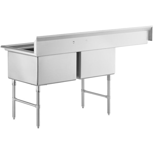 76.5 inch Stainless Steel Two compartment sink (24"x24"x14"D) with drainboard and overhead faucet (NEW)