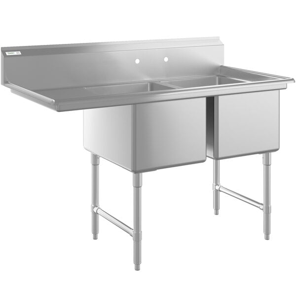 58.5 inch Stainless Steel sink with 2 compartment sink, drainboard and free overhead faucet (NEW)