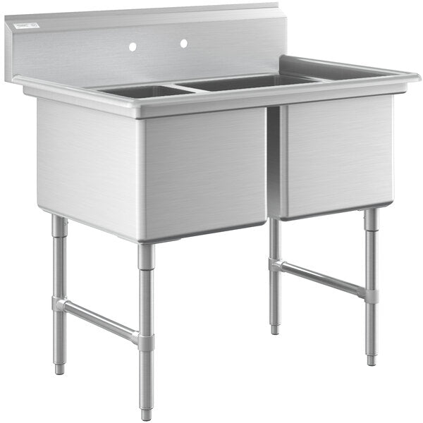 43 inch Stainless Steel Two compartment sink (18"x18"x14"D) with overhead faucet (NEW)