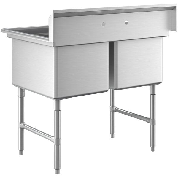 43 inch Stainless Steel Two compartment sink (18"x18"x14"D) with overhead faucet (NEW)