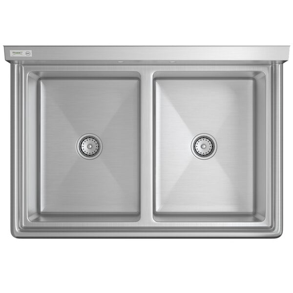 43 inch Stainless Steel Two compartment sink (18"x18"x14"D) with overhead faucet (NEW)