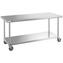 Stainless steel lab table:  72" x 30" 16 Ga. with undershelf and casters (NEW) - Government Lab Enterprises