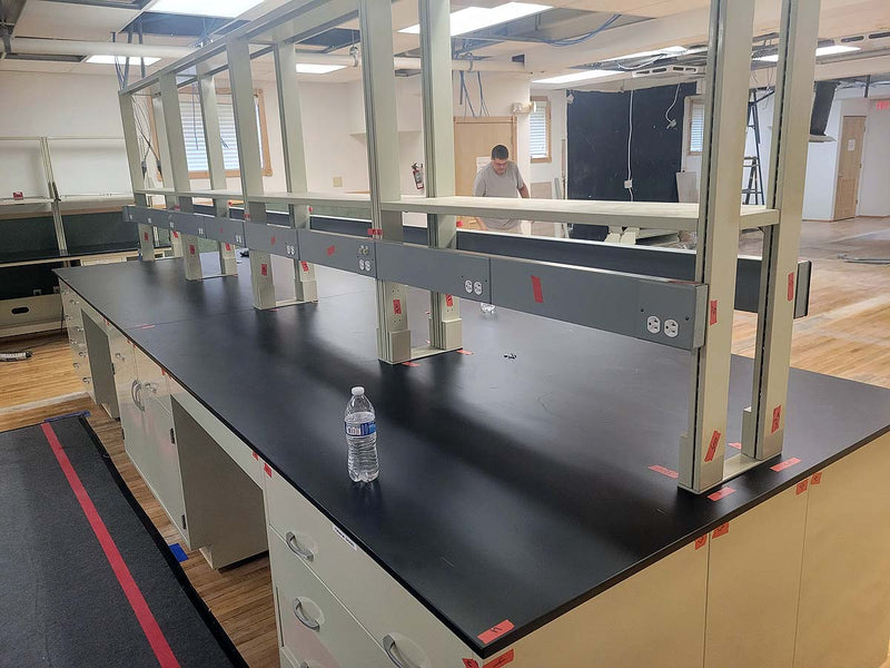 Casework island (metal): 10 foot long standing height island (USED)