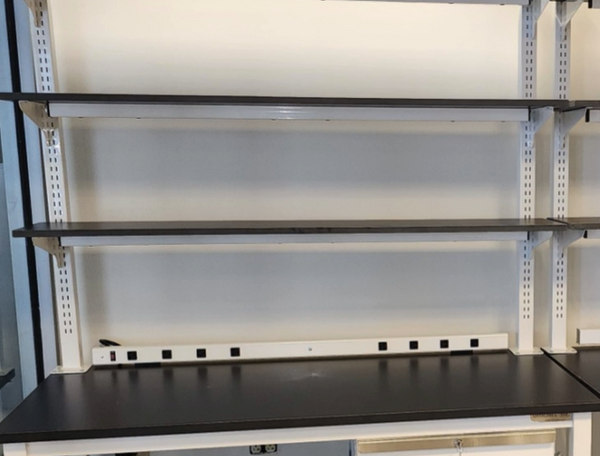 Plastic Laminate Adjustable height top shelves (2) with 48"H uprights for Lab Tables | 6 foot Heavy Duty Lab Tables
