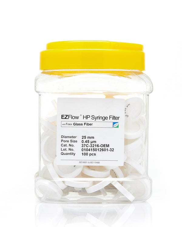 Foxx Life Sciences 37C-3216-OEM EZFlow  Syringe Filter, 0.45µm Glass Fiber, 25mm, 100/pack