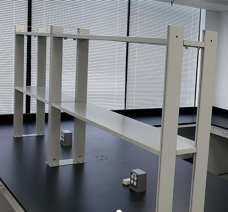 CLP 48" long 2 tier adjustable height painted metal reagent rack middle shelving and uprights CRRM4812