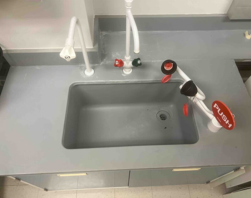 Pre-Owned Fisher Hamilton 48 inch Sink Package with Fixtures and Eyewash