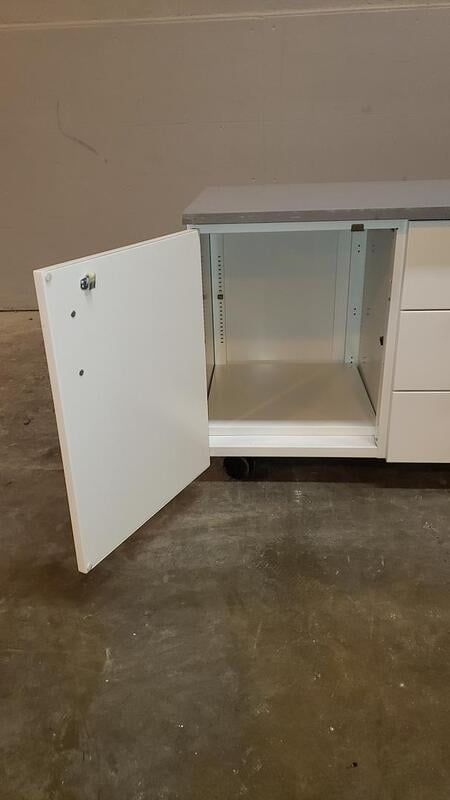 36" wide mobile laboratory cabinet with 3 drawer/1 door and resin countertop (pre-owned)