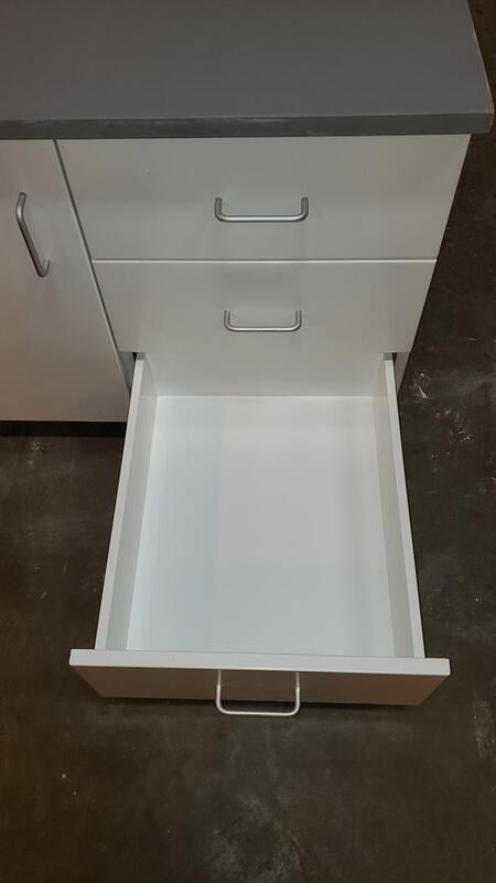 36" wide mobile laboratory cabinet with 3 drawer/1 door and resin countertop (pre-owned)