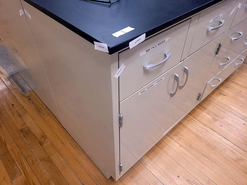 Casework island (metal): 10 foot long standing height island (USED)