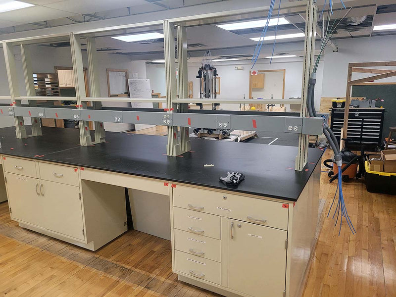 Casework island (metal): 10 foot long standing height island (USED)