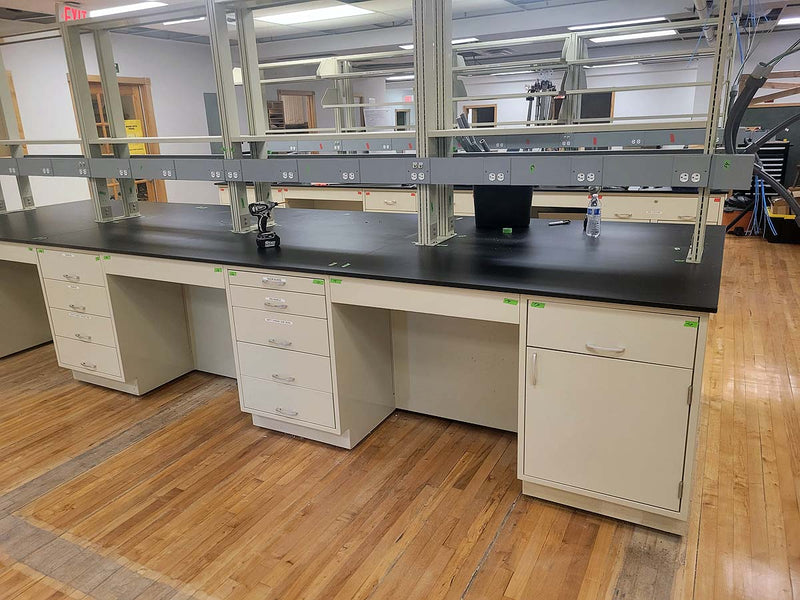Casework island (metal): 10 foot long standing height island (USED)