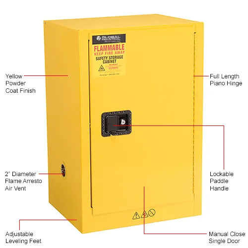 GI 12 gallon Flammable Storage Cabinet with Manual Close Door