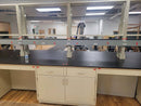 Casework island (metal): 14.5 foot long standing height island with sink (USED)