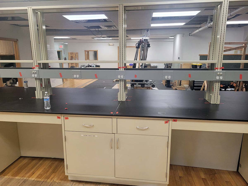 Casework island (metal): 10 foot long standing height island (USED)