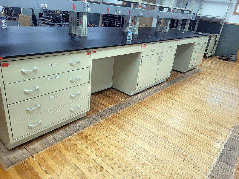 Casework island (metal): 10 foot long standing height island (USED)