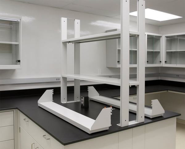 CLP 48" long 2 tier adjustable height painted metal reagent rack middle shelving and uprights CRRM4812