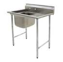 Stainless steel sink 39" long x 28" wide, 1 compartment sink, 16"x20"x13.5"d sink, right side drainboard, 16 gauge SS, galvanized legs | Eagle 314-16-1-18R
