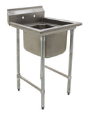 Stainless steel sink 23" long x 274" wide, 1 compartment sink, 16"L x 20"W x13.5"D sink, no drainboard, 16 gauge SS, galvanized legs| Eagle 314-16-1