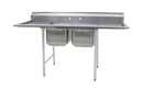 84 inch Stainless Steel Two compartment sink (16"x20"x13.4"D) with 2 drainboards | Eagle 314-16-2-24 (NEW)