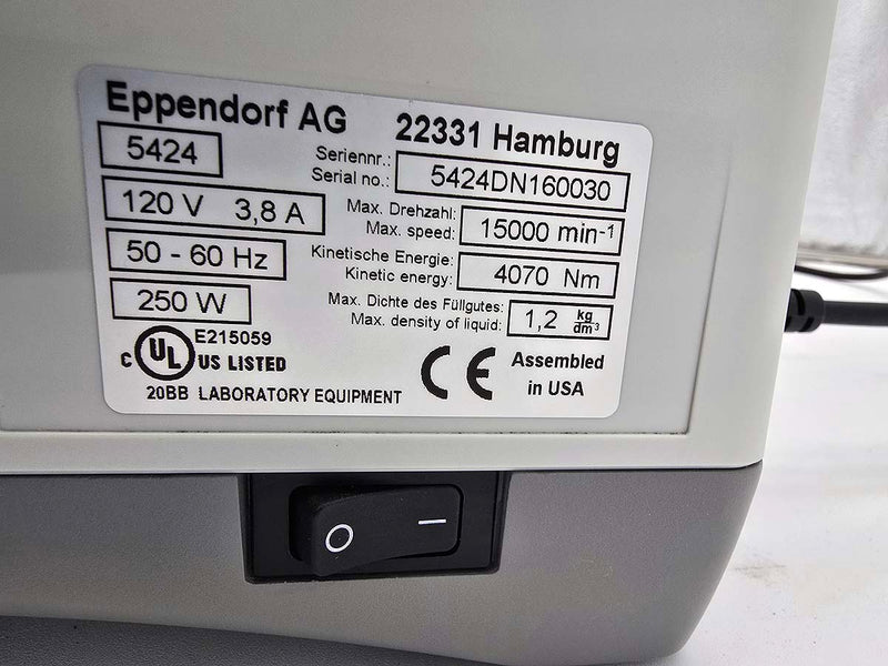 (2020) Eppendorf 5424 microcentrifuge with 24 x 1.5/2.0ml rotor | End of Year Sale