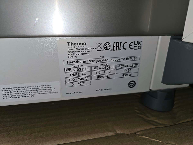 Thermo Scientific HERAtherm refrigerated incubator IMP180 (2024)