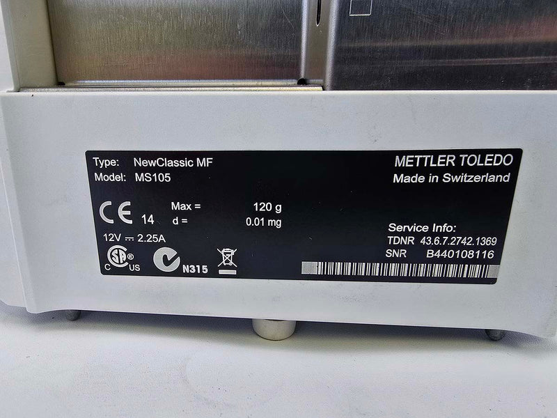 Mettler Toledo MS105 analytical balance | Government Lab Enterprises
