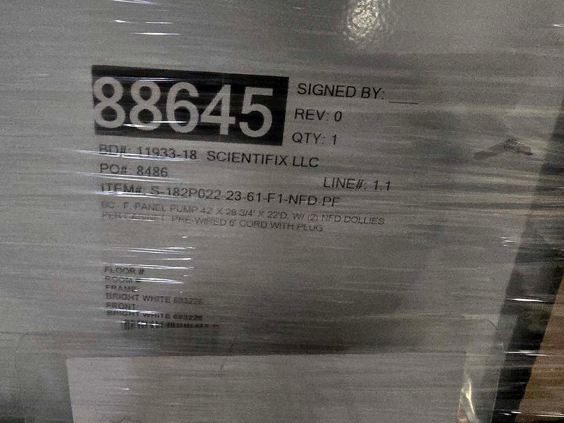 Mott Scientifix 42 inch vented pump storage cabinet with (2) pump trollies (New-in-box)