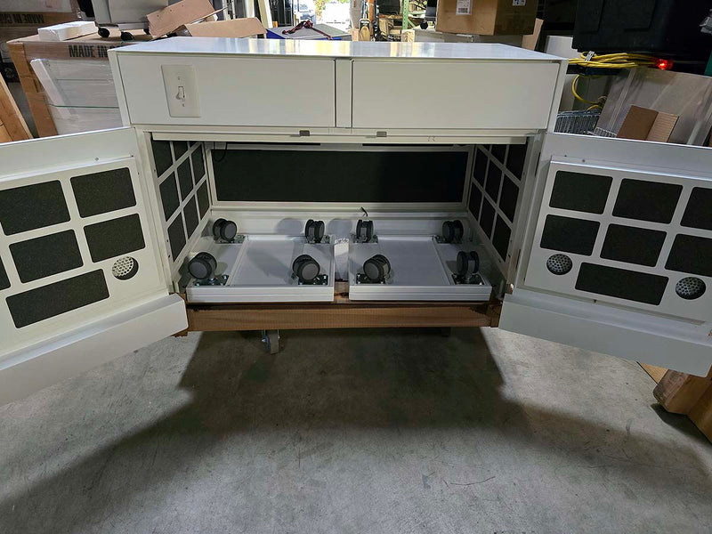 Mott Scientifix 42 inch vented pump storage cabinet with (2) pump trollies (New-in-box)