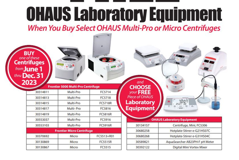 Ohaus FC5916R Frontier Series Refrigerated table top Centrifuge and rotor bundle