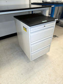 Kewaunee Element 6 foot modular bench with resin countertop, (2) upper shelves, power strip, and rolling 3 drawer cabinet with phenolic top (pre-owned)