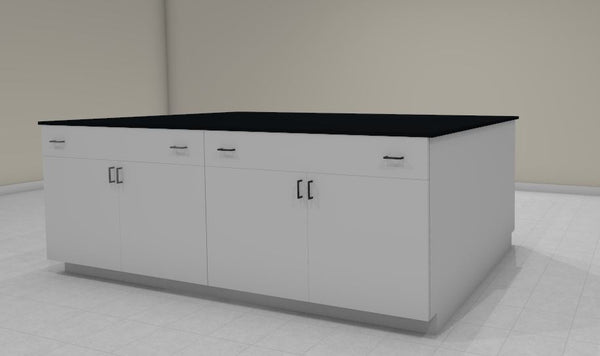 Quick Labs 8 foot two-sided metal casework island (8 ft x 5 ft) standing height island (NEW)