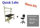 Quick Labs Bundle 6 foot heavy duty mobile lab bench QMBH3072-PL with plastic laminate top and rolling lab chair