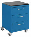 Quick Labs rolling cabinet with phenolic resin worksurface  (3 drawers-8/8/8"D) | QLRC03A-PR