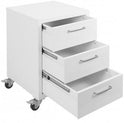Quick Labs rolling cabinet with phenolic resin worksurface (3 drawers-6/6/12"D) | QLRC03B-PR