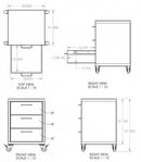 Quick Labs rolling cabinet with phenolic resin worksurface (3 drawers-6/6/12"D) | QLRC03B-PR