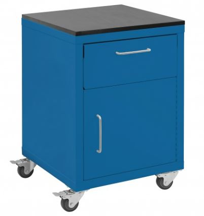 Quick Labs rolling cabinet with phenolic resin worksurface  (1 door and 1 drawer) | QLRC11-PR
