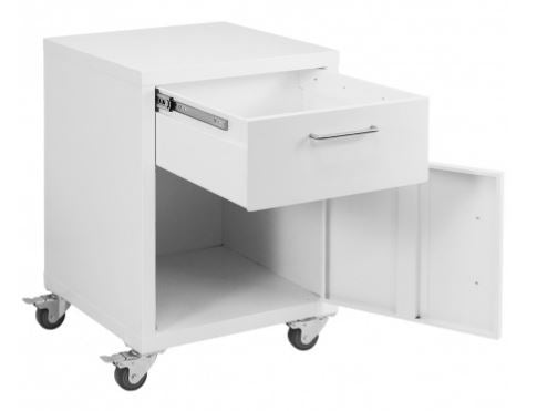 Quick Labs rolling cabinet with phenolic resin worksurface  (1 door and 1 drawer) | QLRC11-PR