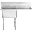 Quick Labs stainless steel sink 50" long x 29" wide, 1 compartment sink, 24"x24"x14"d sink, right side drainboard, 16 gauge SS, SS legs | QLSS50-1C-R-16