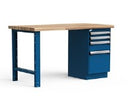 5 foot workbench with laminated wood top and 4 drawer metal cabinet (60"L x 30"D x 34"H) | Rousseau LG2101C
