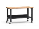 Mobile 5 foot workbench with laminated wood top and bottom metal shelf (60"L x 30"D x 35"H) | Rousseau Model WSW2019