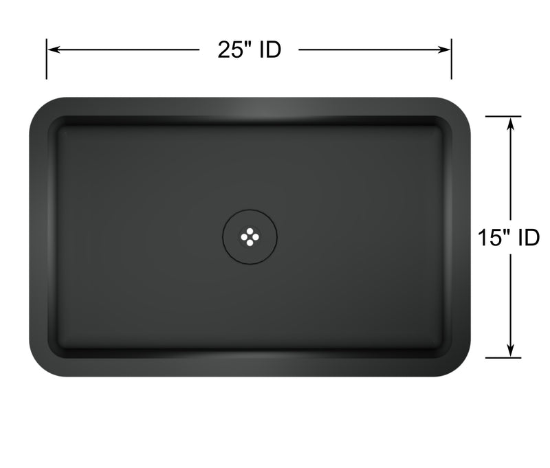 CLP Epoxy Resin Drop-In Sink, 15″ x 25″ x 11″, Black