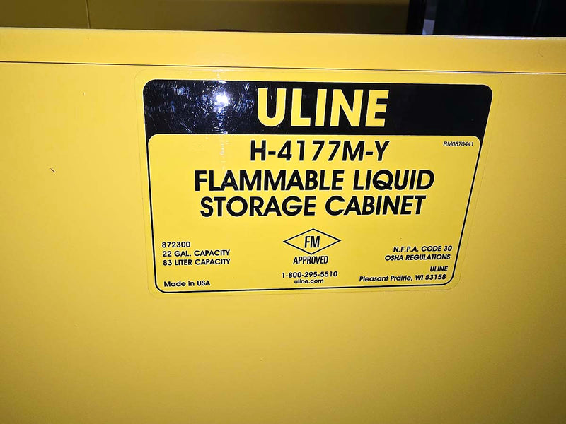 22 gallon flammable storage cabinet | Uline model H-4177M-Y (used)