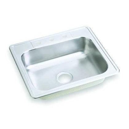 25" x 22" Stainless Steel Drop-In Sink with Drop-In Mount, 3 Hole, and Satin Finish
