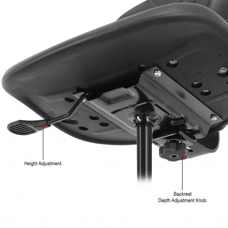 ESD Rolling lab chair | ESD Bench height with vinyl seat and back -1 leveler- adjustable height (19" to 27")