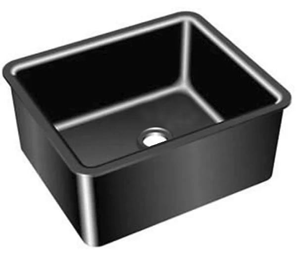 Epoxy resin sink basin (16"L x 12"W x 8"D) Drop-in, Black with center drain