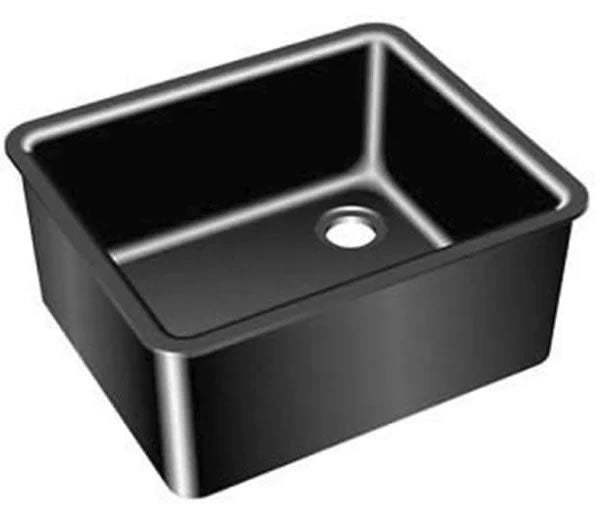 Epoxy resin sink basin (16"L x 12"W x 8"D) Drop-in, Black with corner drain