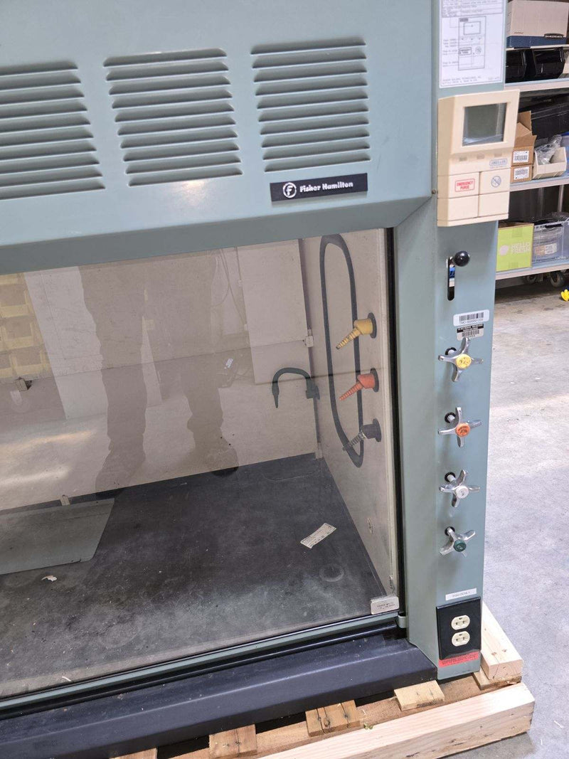 Pre-owned Hamilton SafeAire 6 foot chemical fume hood package with crating-Repainted off white