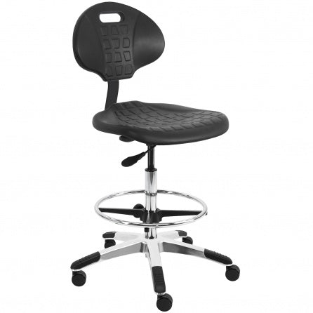 Rolling lab chair | Bench height with urethane seat and back -- adjust