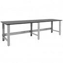 Quick Labs 8 foot light duty Mobile lab bench with phenolic resin countertop, (2) upper shelves, undercounter shelf, power strip, and casters (30"D x 96"L x 36"H)--adjustable height | QMBL3096-PR